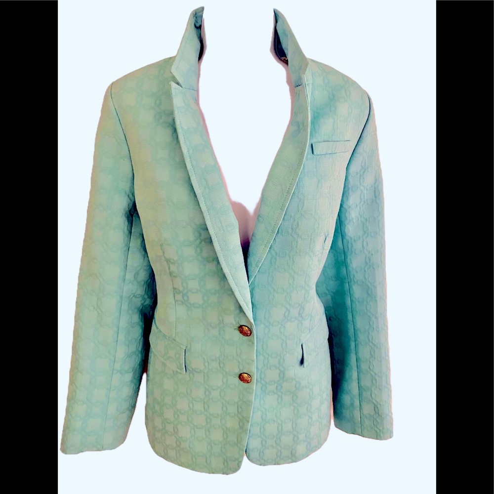 Banana Republic Brocade Blazer - 14 aquamarine , cotton blend